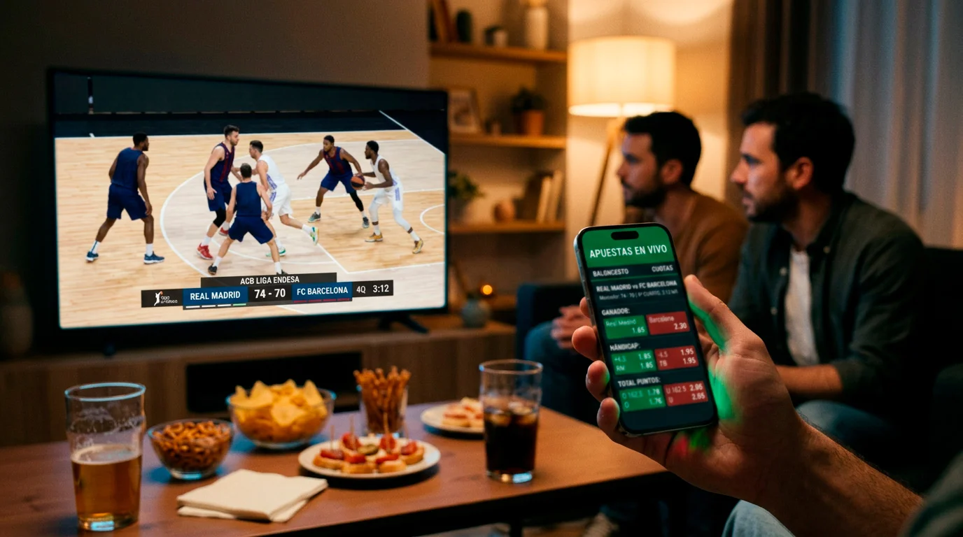 Apuestas en vivo durante un partido de baloncesto de la EuroLeague